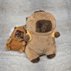 Adorable Capybara Plush Backpack Cute Bee Backback Capybara Keychain Gift NWT